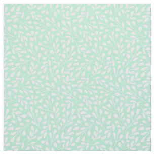 Modern wit botanisch bladpatroon neomint groen stof