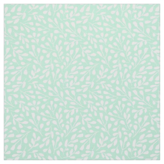 Modern wit botanisch bladpatroon neomint groen stof (Swatch)