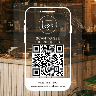 Modern Wit Business Logo Scan Prijzenlijst QR Code Raamsticker