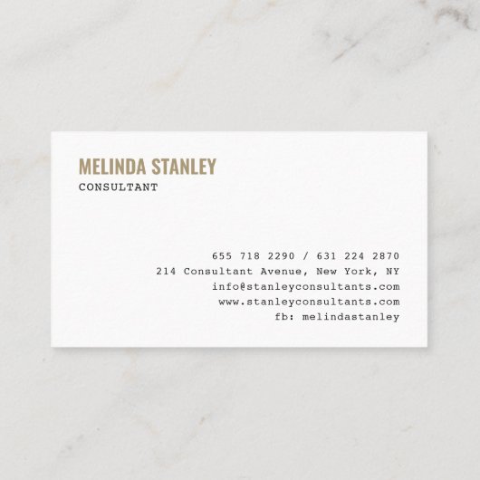 Modern wit chic goud folie elegant kleurenblok visitekaartje (Achterkant)