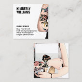 Modern wit custom afbeelding grafisch ontwerper co vierkante visitekaartje (Voorkant / Achterkant)