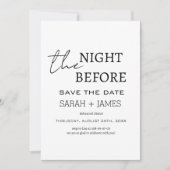 Modern wit de nacht voor repetitie diner save the date (Voorkant)