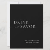 Modern wit drank- en proefbarbord voor bruiloften kaart (Voorkant)