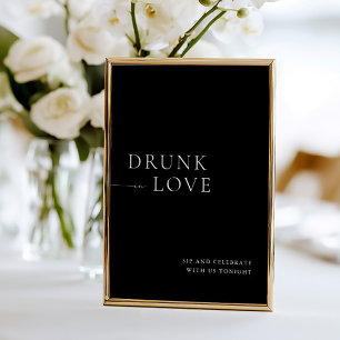 Modern Wit Drink in Liefde Trouwbar Sign Kaart