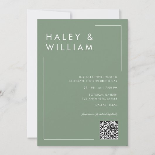 Modern Wit Eenvoudig Minimalistisch Fotohuwelijk Kaart (Voorkant)