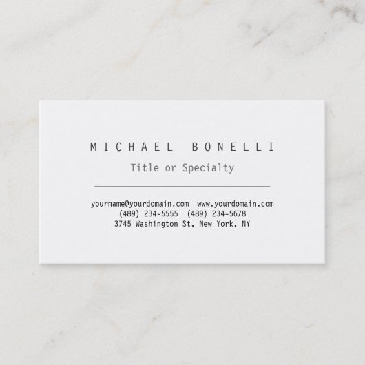 Modern wit, eenvoudig stijlvol Visitekaartje (Voorkant)