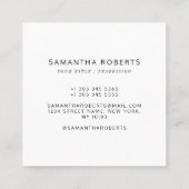 Modern wit eenvoudig voeg uw logo toe vierkante visitekaartje (Achterkant)