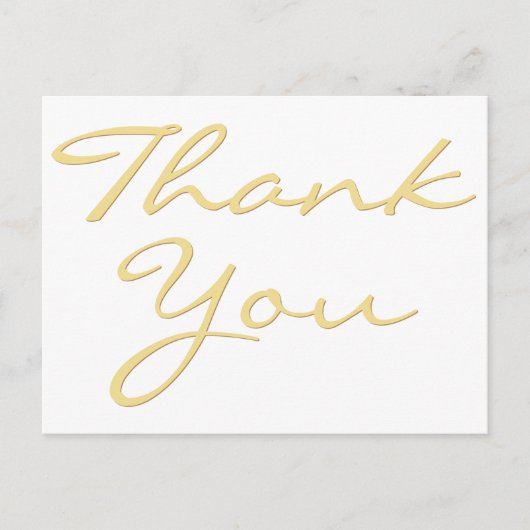 Modern wit elegant Faux Gold Script Hartelijk dank Briefkaart (Voorkant)