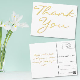 Modern wit elegant Faux Gold Script Hartelijk dank Briefkaart