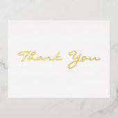 Modern wit elegant Faux Gold Script Hartelijk dank Folie Uitnodiging Briefkaart (Voorkant)