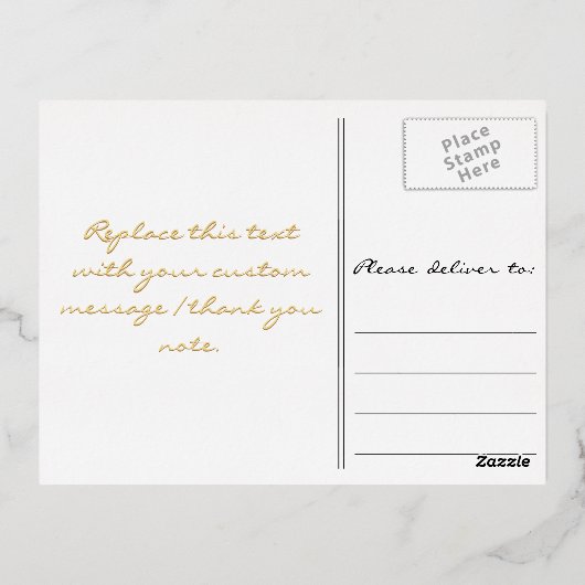 Modern wit elegant Faux Gold Script Hartelijk dank Folie Uitnodiging Briefkaart (Achterkant)