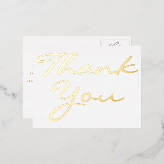 Modern wit elegant Faux Gold Script Hartelijk dank Folie Uitnodiging Briefkaart (Voorkant / Achterkant)