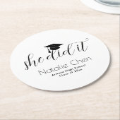 Modern Wit Elegant Fonts Afstuderen Ronde Kartonnen Onderzetter (Gebogen)