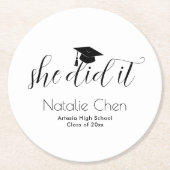 Modern Wit Elegant Fonts Afstuderen Ronde Kartonnen Onderzetter (Voorkant)