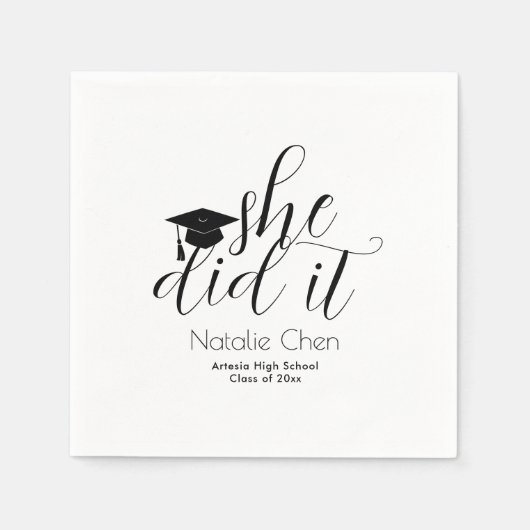 Modern wit Elegant Fonts Afstuderen servetten (Voorkant)