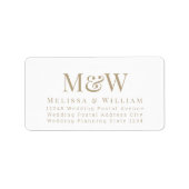 Modern Wit Elegant Goud Monogram Adres Etiket (Voorkant)