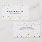 Modern wit en bladgoud Polka Dot Visitekaartje (Voorkant / Achterkant)