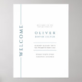 Modern wit en blauw bar mitswa welkomstbord poster (Voorkant)