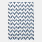 Modern wit en blauw chevron patroon theedoek (Verticaal)