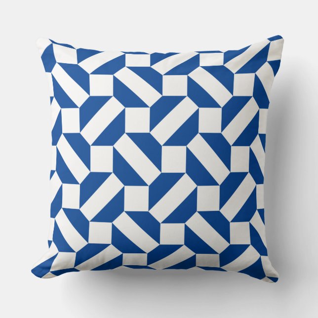 Modern wit en blauw geometrisch patroon kussen (Voorkant)