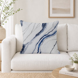 Modern wit en blauw minimalistisch marmer kussen