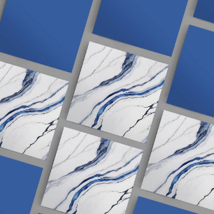Modern wit en blauw minimalistisch marmer tegeltje