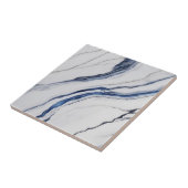 Modern wit en blauw minimalistisch marmer tegeltje (Zijkant)