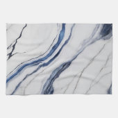 Modern wit en blauw minimalistisch marmer theedoek (Horizontaal)