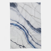Modern wit en blauw minimalistisch marmer theedoek (Verticaal)