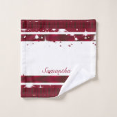 Modern wit en Bourgondisch Paarse geometrisch Bad Handdoek (Wasdoekje)