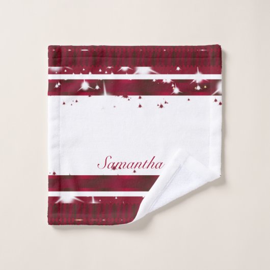 Modern wit en Bourgondisch Paarse geometrisch Bad Handdoek (Wasdoekje)