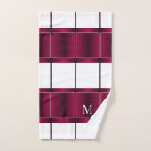 Modern wit en Bourgondisch Paarse monogram Bad Handdoek (Handdoek)