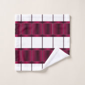 Modern wit en Bourgondisch Paarse monogram Bad Handdoek (Wasdoekje)