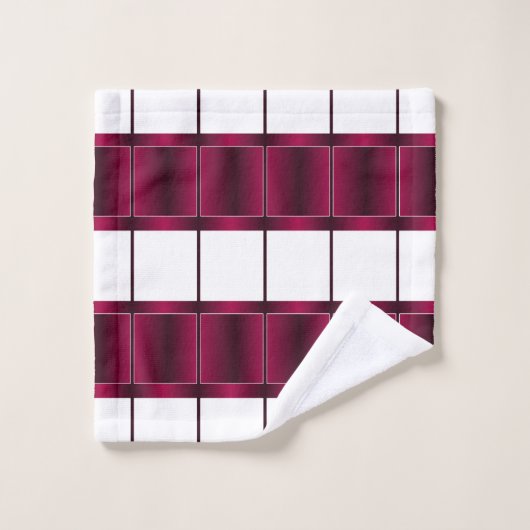 Modern wit en Bourgondisch Paarse monogram Bad Handdoek (Wasdoekje)