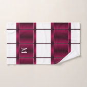 Modern wit en Bourgondisch Paarse monogram Bad Handdoek (Handdoek)