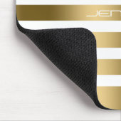 Modern wit en faux goud strepen patroon muismat (Hoek)