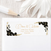 Modern Wit en Goud Bloemen trouwadres Etiket (Insitu)