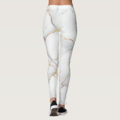 Modern wit en goud gemarmerd leggings (Achterkant)