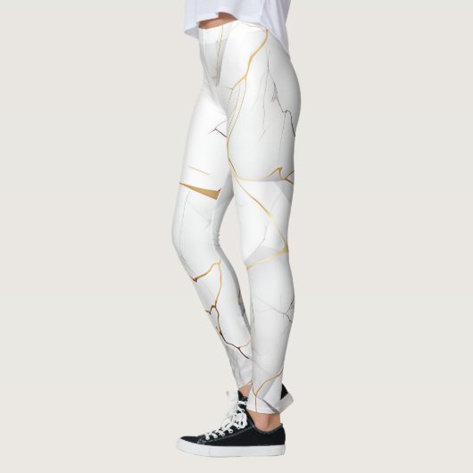 Modern wit en goud gemarmerd leggings (Links)