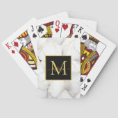 Modern wit en goud gemarmerd Monogram Naam Pokerkaarten (Achterkant)