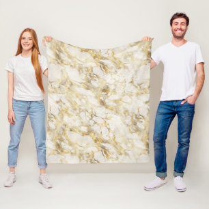 Modern wit en goud marmerpatroon fleece deken