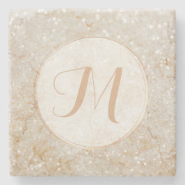 Modern wit en goud Monogram Stenen Onderzetter