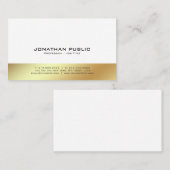 Modern Wit en Goud Professioneel Elegant Plain Visitekaartje (Voorkant / Achterkant)