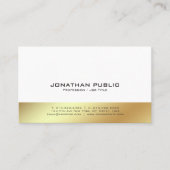 Modern Wit en Goud Professioneel Elegant Plain Visitekaartje (Voorkant)