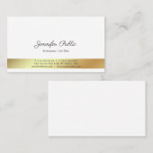 Modern Wit en Goud Professioneel Elegant Plain Visitekaartje (Voorkant / Achterkant)