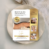 Modern wit en goud schoonheidssalon Logo Marketing Flyer