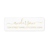 Modern Wit en Goud Script Retouradres Etiket (Voorkant)