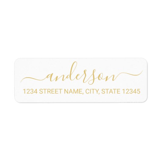 Modern Wit en Goud Script Retouradres Etiket (Voorkant)