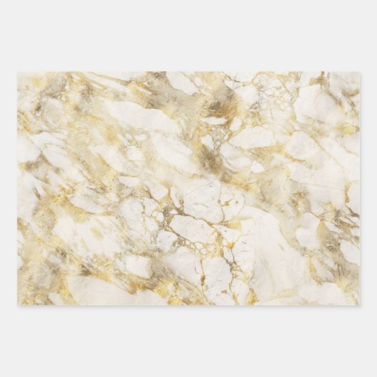 Modern wit en gouden marmer inpakpapier vel (Voorkant 3)