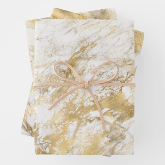 Modern wit en gouden marmer inpakpapier vel (In situ)